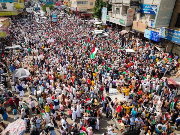 حشود ضخمة في عدة مدن يمنية تضامنا مع فلسطين وتنديدا بجرائم الكيان الصهيوني على غزة