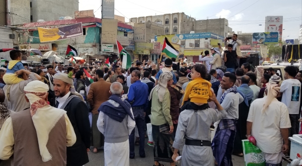 مظاهرات في عدة مدن يمنية تنديدا بجرائم الاحتلال الصهيوني بحق الفلسطينيين في غزة